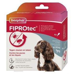 Beaphar Fiprotec für Hunde gegen Zecken und Flöhe 10-20 kg 4 x 1,34 ml Pipetten