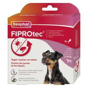 Beaphar Fiprotec pour chiens 2-10 kg contre les tiques et les puces 4 pipettes de 0,67 ml