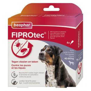Beaphar Fiprotec pour chiens contre les tiques et les puces 40-60 kg 4 pipettes de 4,02 ml